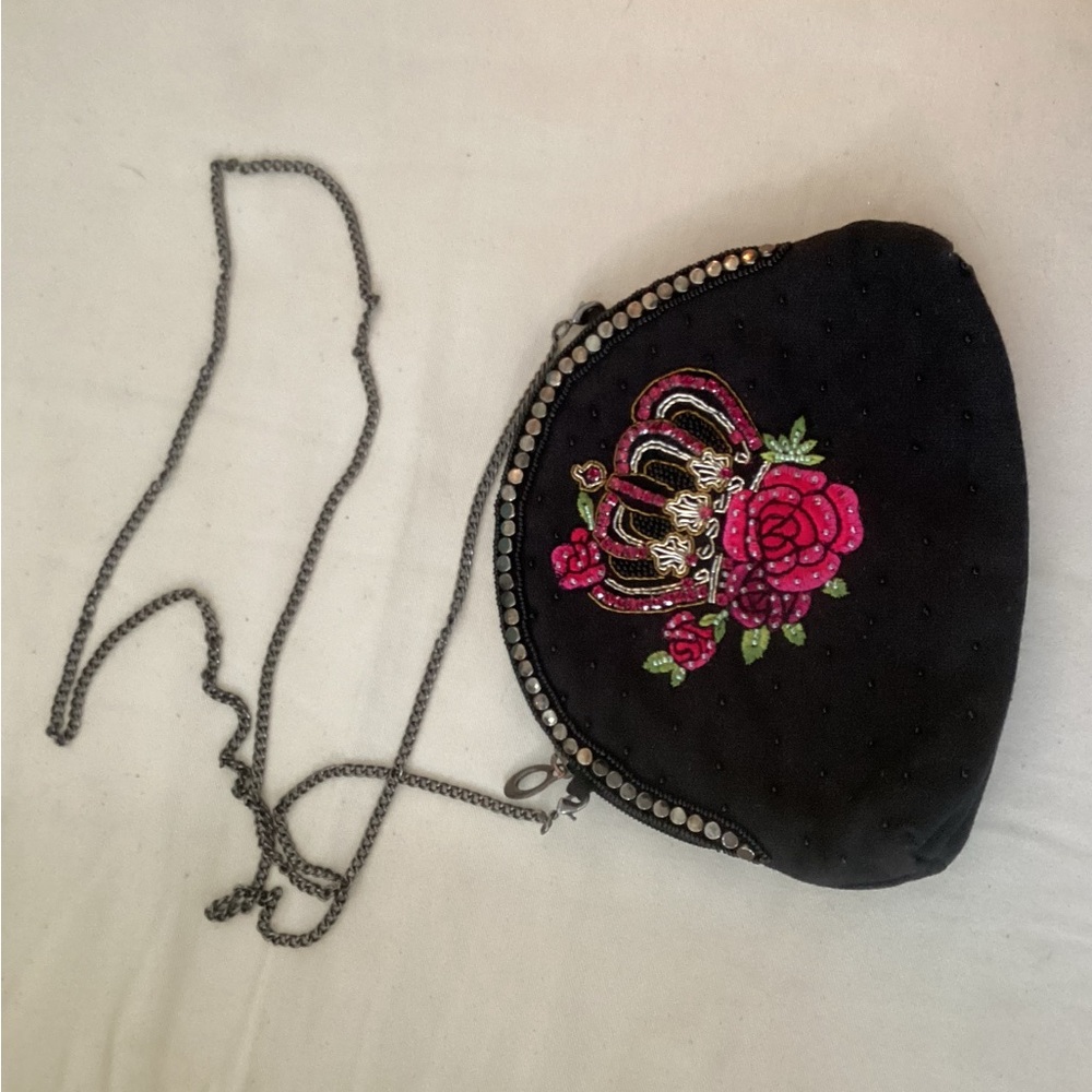 Mary Frances Black Crossbody Bag with Embroidery